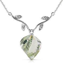 13.02 CTW 14K Solid White Gold Scattered Fragments Green Amethyst Necklace