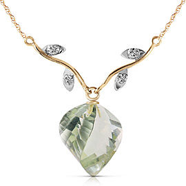 13.02 CTW 14K Solid Gold La Belle Vie Green Amethyst Necklace