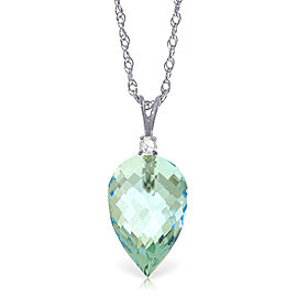 11.3 CTW 14K Solid White Gold Another Breath Blue Topaz Diamond Necklace