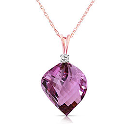 10.8 CTW 14K Solid Rose Gold Spiral Amethyst Diamond Necklace