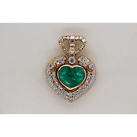 GRS Certified 8.18 Carat Colombian Emerald And Diamond Pendant In 18 Karat Gold