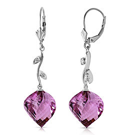 21.52 CTW 14K Solid White Gold Diamond Spiral Amethyst Earrings