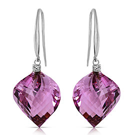 21.6 CTW 14K Solid White Gold Deeper Meanings Amethyst Diamond Earrings