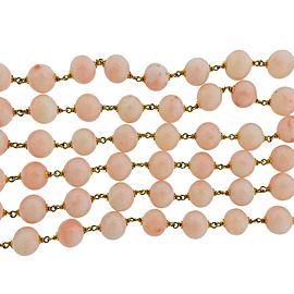 Gold Coral Pearl Wide Bracelet