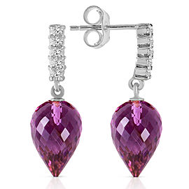 19.15 CTW 14K Solid White Gold Wondrous Delight Amethyst Diamond Earrings