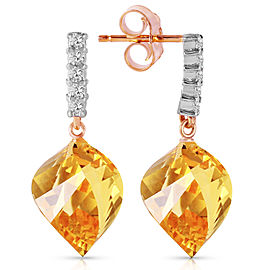 23.65 CTW 14K Solid Rose Gold Diamond Spiral Citrine Earrings