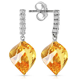 23.65 CTW 14K Solid White Gold Participation Citrine Diamond Earrings