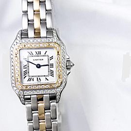 CARTIER PANTHERE 22mm Quartz 18K Gold & Steel DIAMOND Watch