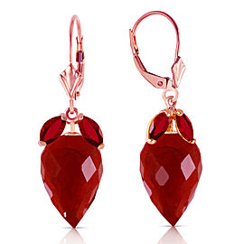 27.1 CTW 14K Solid Rose Gold Earrings Pointy Briolette Ruby