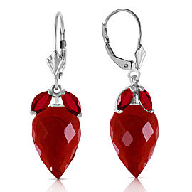 27.1 CTW 14K Solid White Gold Earrings Pointy Briolette Ruby