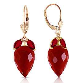 27.1 CTW 14K Solid Gold Earrings Pointy Briolette Ruby