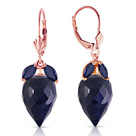 26.8 CTW 14K Solid Rose Gold Earrings Pointy Briolette Sapphire