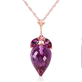 10 CTW 14K Solid Rose Gold Necklace Marquis Pointy Briolette Amethyst