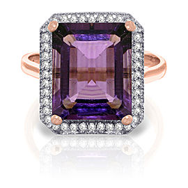 5.8 CTW 14K Solid Rose Gold Isabella Amethyst Diamond Ring