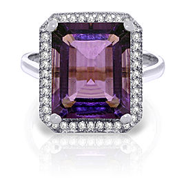 5.8 CTW 14K Solid White Gold Heart Cosy Amethyst Diamond Ring