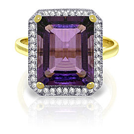 5.8 CTW 14K Solid Gold Quivering Love Amethyst Diamond Ring