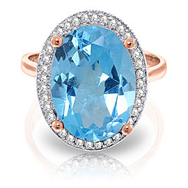 7.58 CTW 14K Solid Rose Gold Loren Blue Topaz Diamond Ring