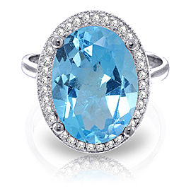 7.58 CTW 14K Solid White Gold Familiar Content Blue Topaz Diamond Ring