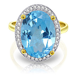 7.58 CTW 14K Solid Gold Ultrablue Blue Topaz Diamond Ring