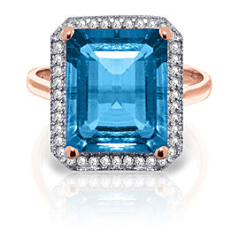 7.8 CTW 14K Solid Rose Gold Isabella Blue Topaz Diamond Ring