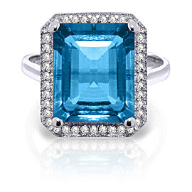 7.8 CTW 14K Solid White Gold Return My Heart Blue Topaz Diamond Ring