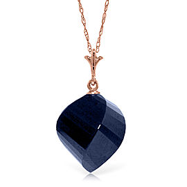 15.25 CTW 14K Solid Rose Gold Necklace Twisted Briolette Sapphire