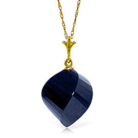 15.25 CTW 14K Solid Gold Necklace Twisted Briolette Sapphire