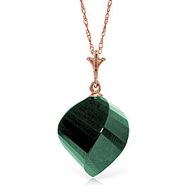 15.25 CTW 14K Solid Rose Gold Necklace Twisted Briolette Emerald