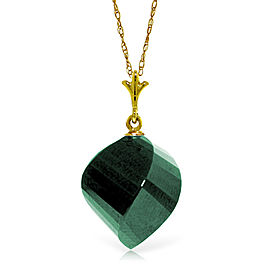 15.25 CTW 14K Solid Gold Necklace Twisted Briolette Emerald