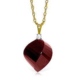 15.3 CTW 14K Solid Gold Necklace Diamond Twisted Briolette Ruby