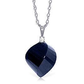 15.3 CTW 14K Solid White Gold Necklace Diamond Twisted Briolette Sapphire