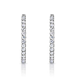 Zara 4 Carat Round Brilliant Diamond Hoop Earrings in 14k White Gold