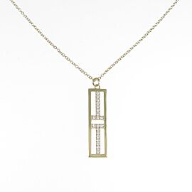 TIFFANY & Co 18K Yellow Gold T Open Vertical bar Necklace LXGKM-79