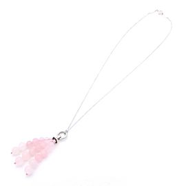 Tiffany & Co. silver pink quartz beaded fringe necklace