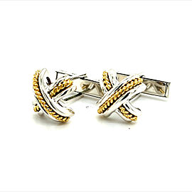 Tiffany & Co Estate X Signatur Cufflinks 18k Y Gold + Sterling Silver