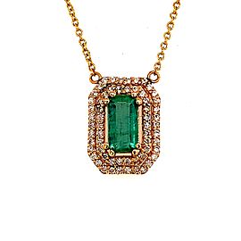 Natural Emerald Diamond Necklace 14k Gold 1.21 TCW 16" Certified $4,950 112176