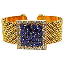 Gold Diamond Sapphire Cuff Bracelet