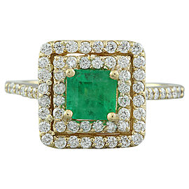 1.55 Carat Emerald 14K Yellow Gold Diamond Ring