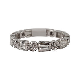 18K White Gold & Diamond Zodiac Eternity Band Ring Size 6.5