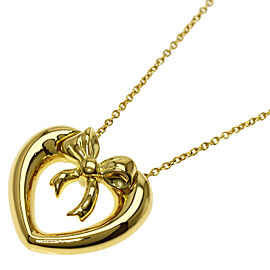 TIFFANY & Co 18K Yellow Gold Heart ribbon Necklace