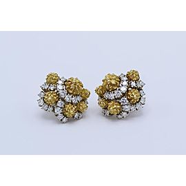 18 Karat Bicolor Gold, Platinum and Diamond Earclips