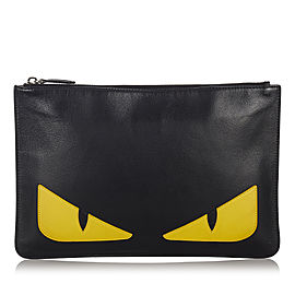 Fendi Monster Leather Clutch Bag