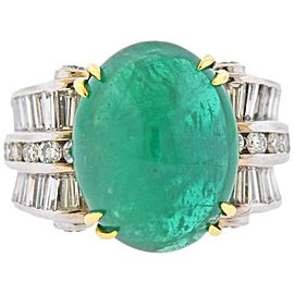 Charles Krypell 20 Carat Emerald Diamond Gold Ring