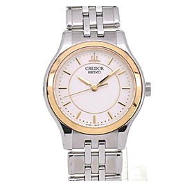 SEIKO CREDOR Stainless Steel K18YG Bezel Quartz Watch LXGJHW-702