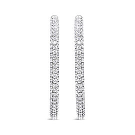 True 14K White Gold 3 1/2 Cttw Lab Grown Pave Set Diamond Eternity Inside Out Hoop Earrings (G-H Color, SI1-SI2 Clarity)