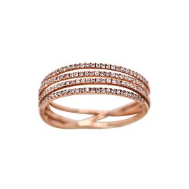 18k Rose Gold 4 Row Diamond Ring