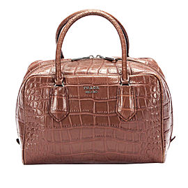 Croc Embossed Leather Handbag