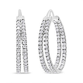 True 10K White Gold 1 1/2 Cttw Lab Grown Diamond Inside Out Double Row Split Criss Cross 3/4" Inch Hoop Earrings (G-H Color, SI1-SI2 Clarity)