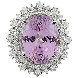 18.58 Carat Kunzite 14K White Gold Diamond Ring