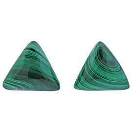 1970s Malachite Gold Triangle Earrings